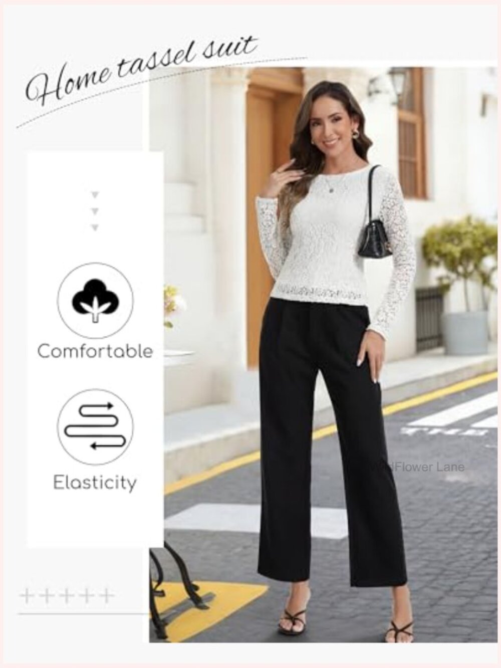 Lace Long Sleeve Mesh Tee Blouse Layering Shirt Crew Neck Slim Fit Floral Top - Picture 7 of 7